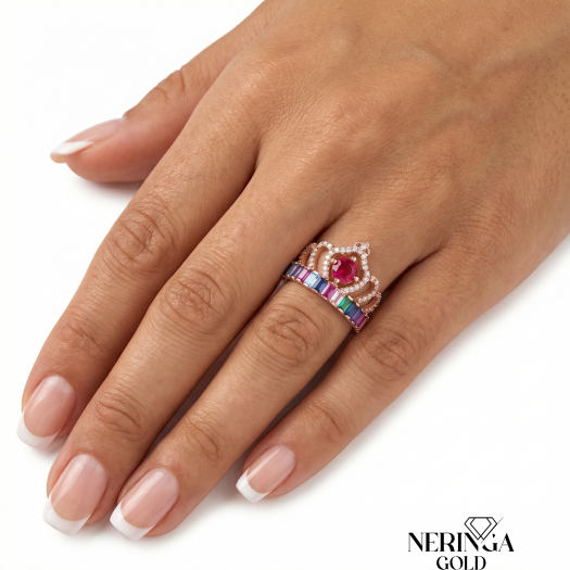 Rose gold women's ring #64906