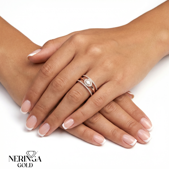 Rose gold women's ring #65268
