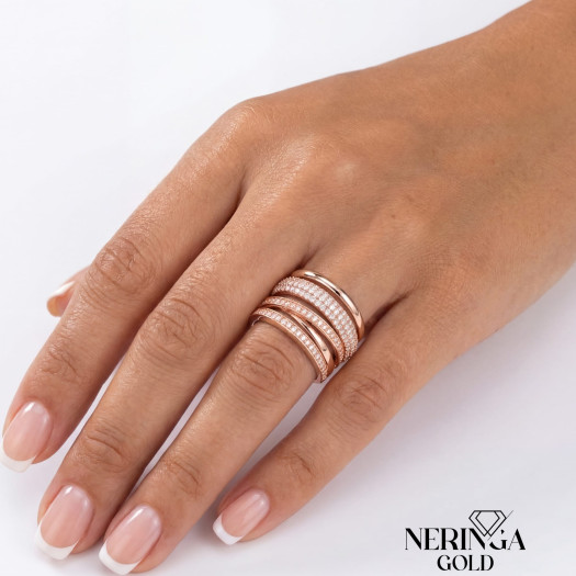 Rose gold women's ring #65248