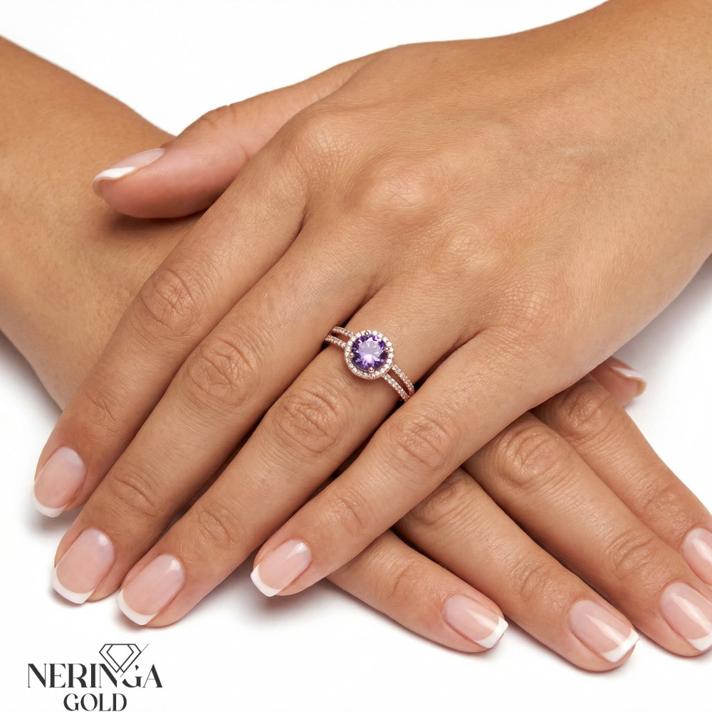 Rose gold women's ring #65438