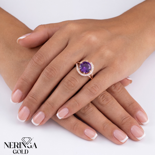 Rose gold women's ring #65499