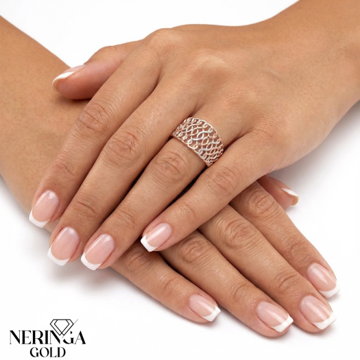 White rose gold women's ring #65511