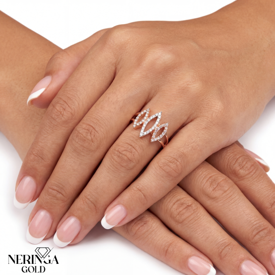 Rose gold women's ring #65314