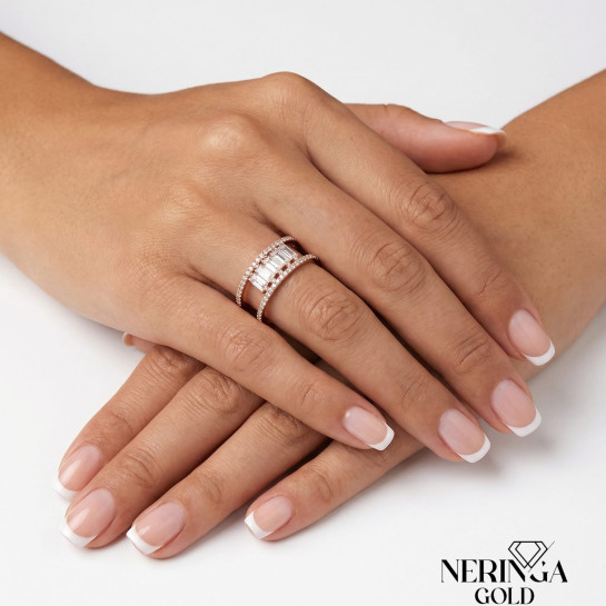 Rose gold women's ring #65379
