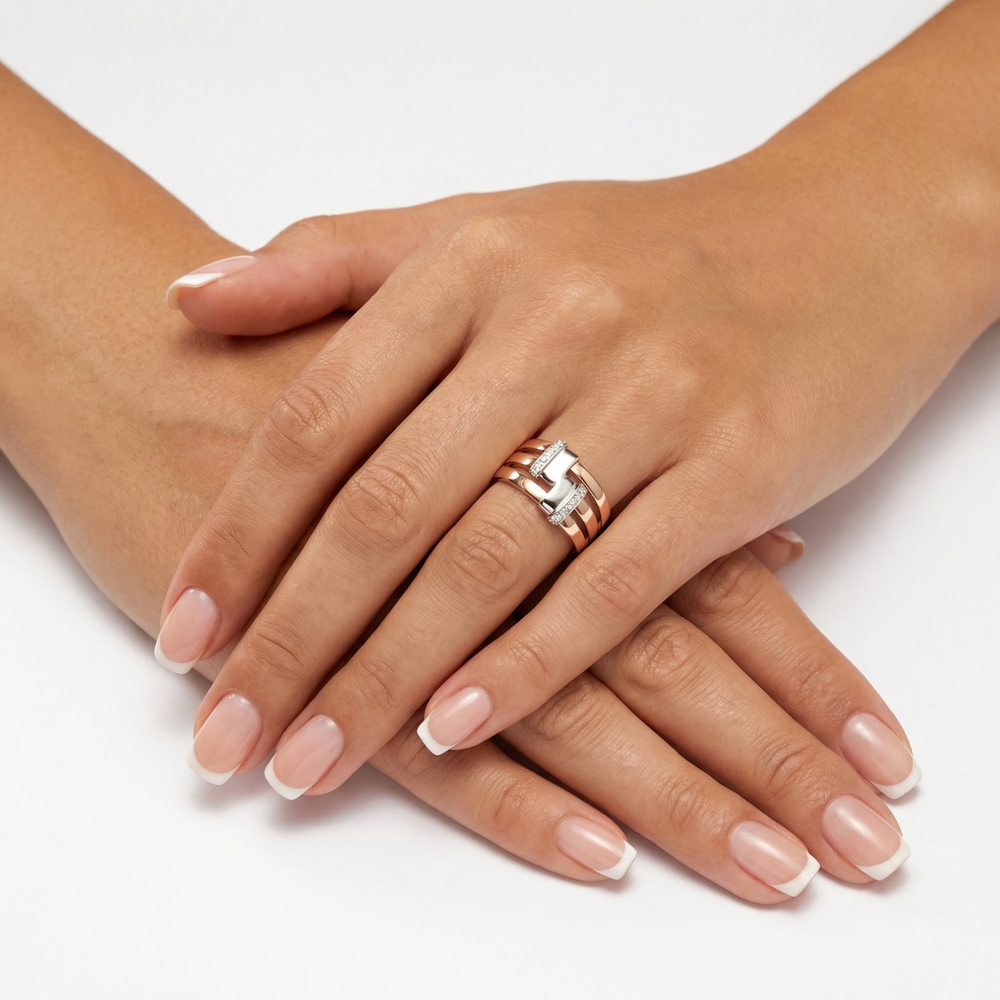 Rose gold women's ring #65167