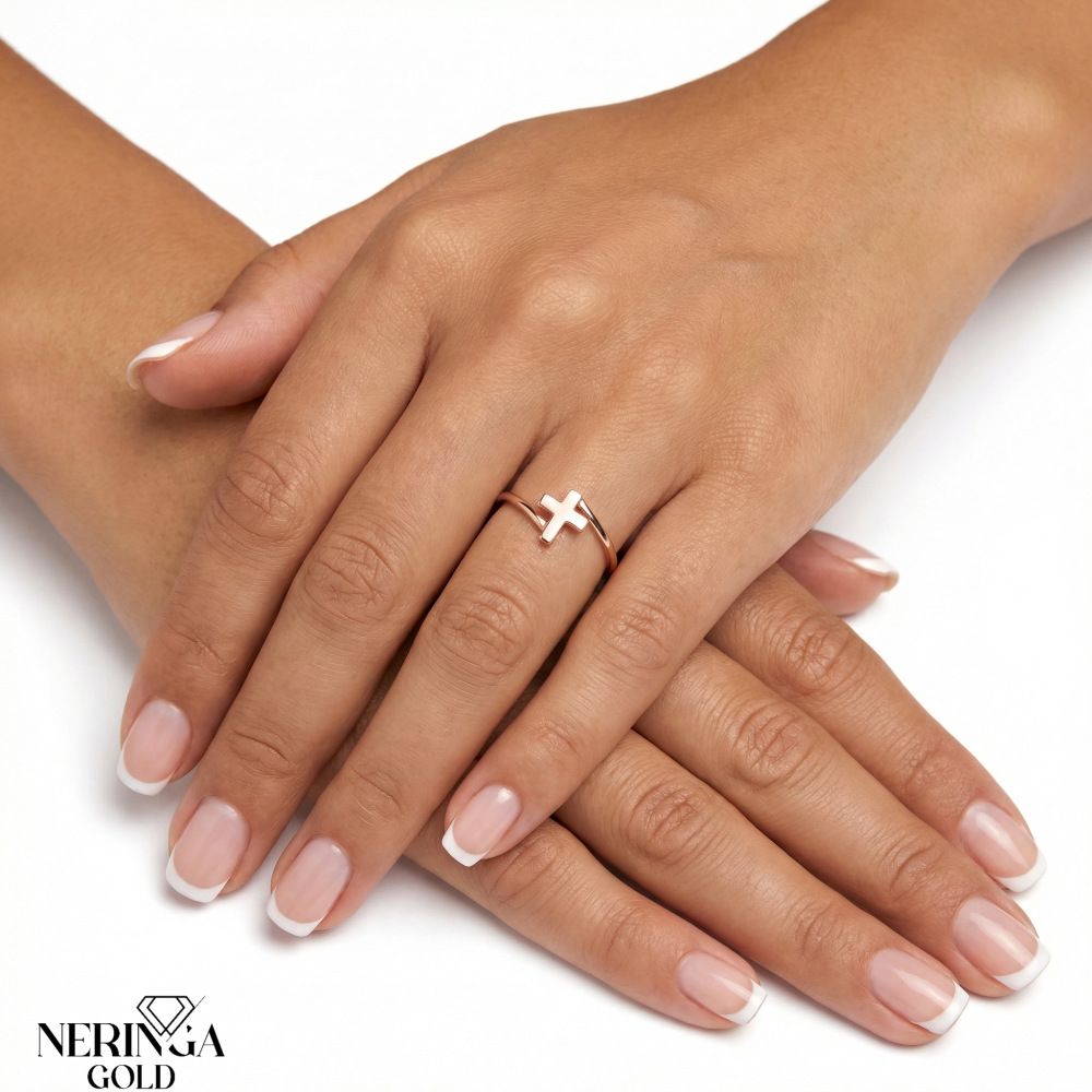 Rose gold women's ring #65122