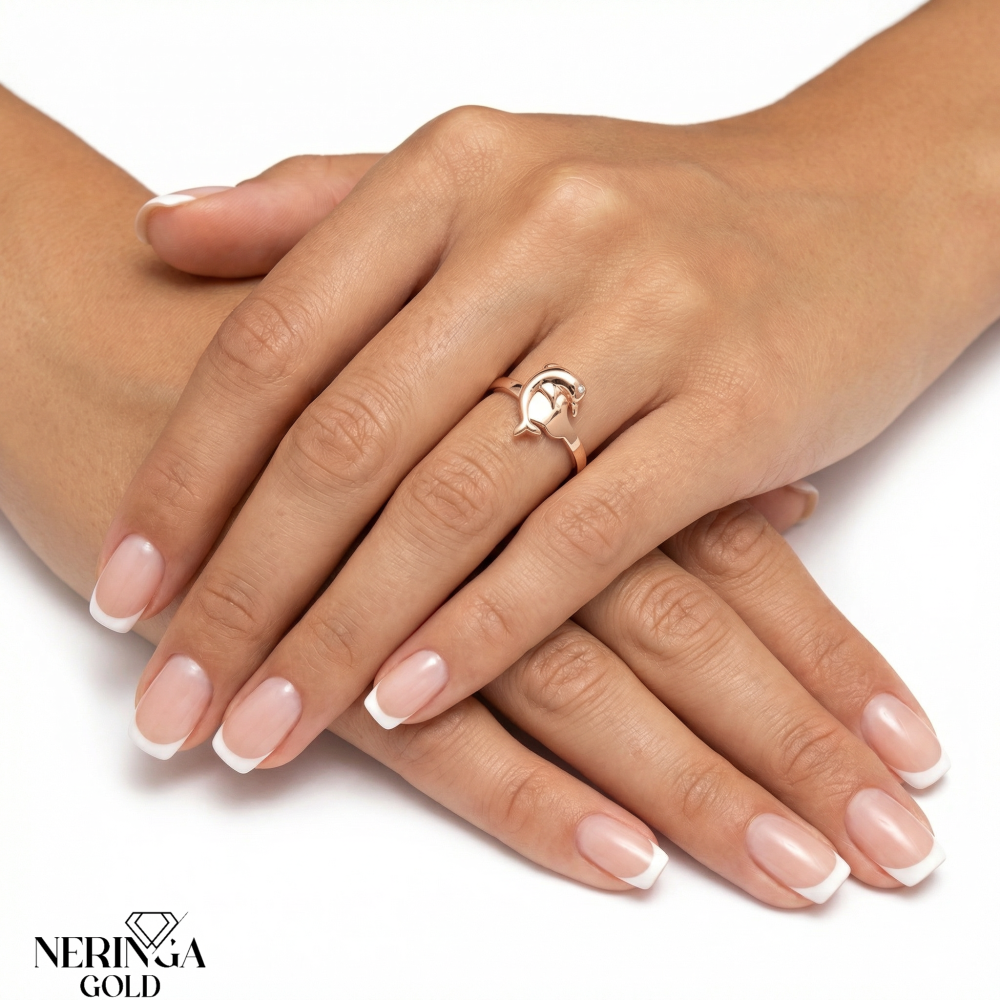 Rose gold women's ring #65120