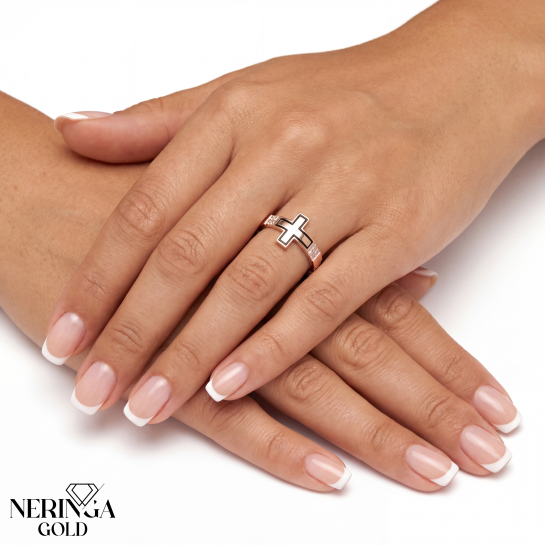 Rose gold women's ring #65140