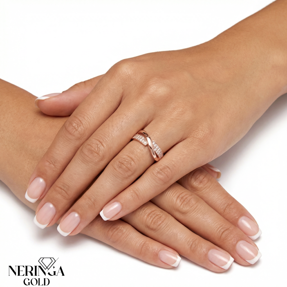 Rose gold women's ring #65189