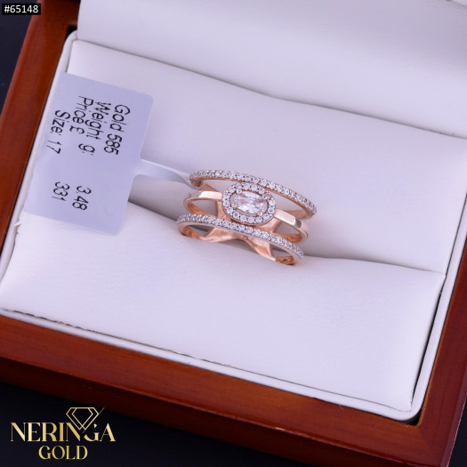 Rose gold women's ring #65148