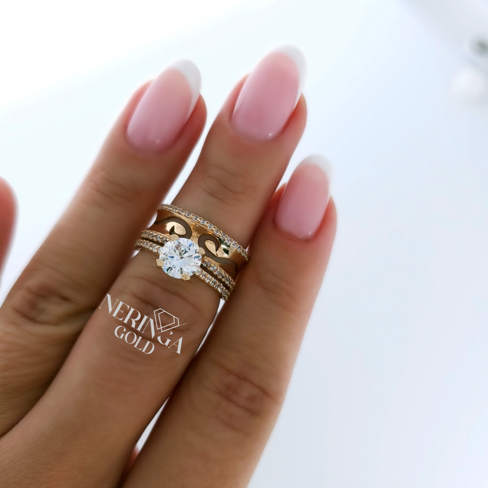 Rose gold women's ring #65085
