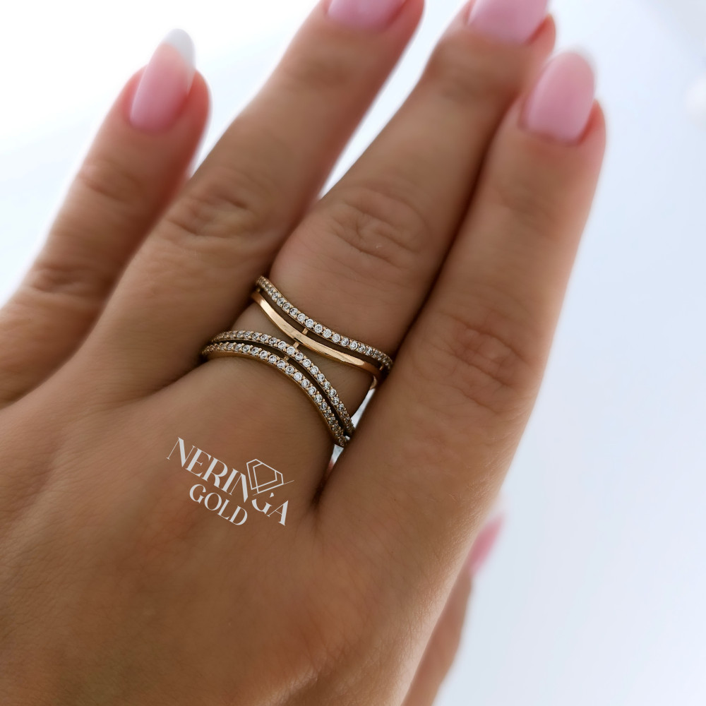 Rose gold women's ring #65154