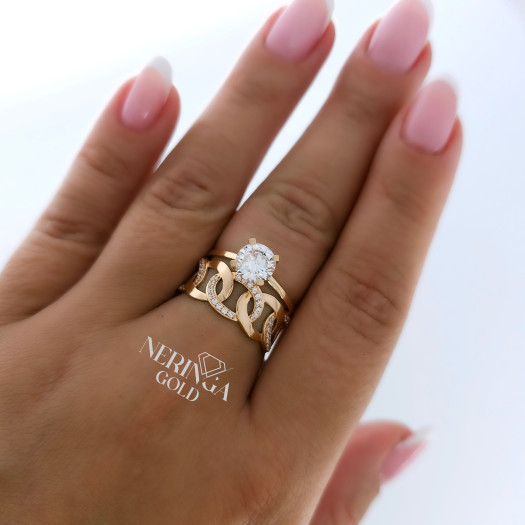 Rose gold women's ring #65371