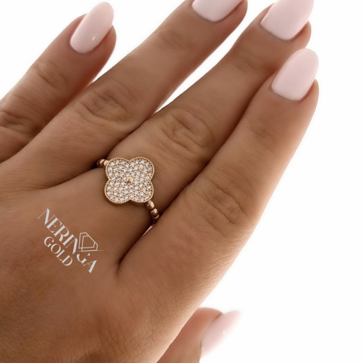 Rose gold women's ring #65358