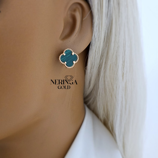 Rose gold english lock earrings #64904