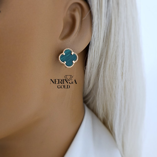 Rose gold english lock earrings #64904