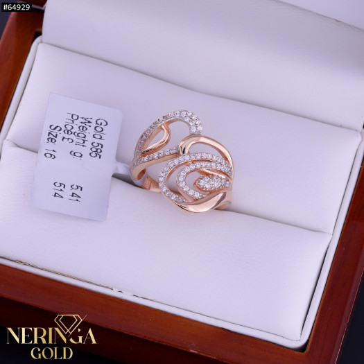 Rose gold women's ring #64929
