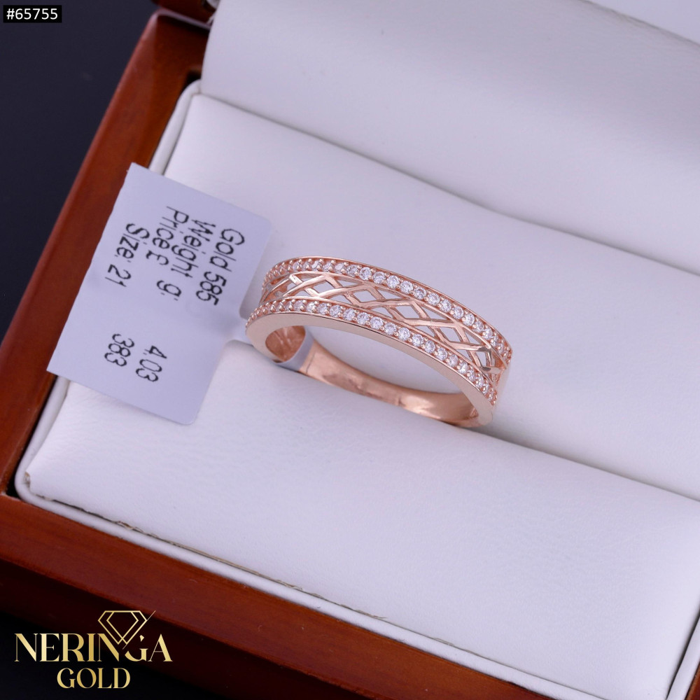 Rose gold women's ring #65755