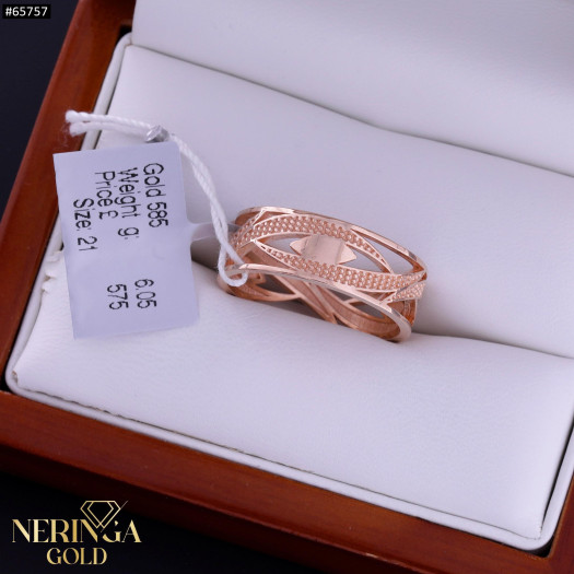 Rose gold women's ring #65757