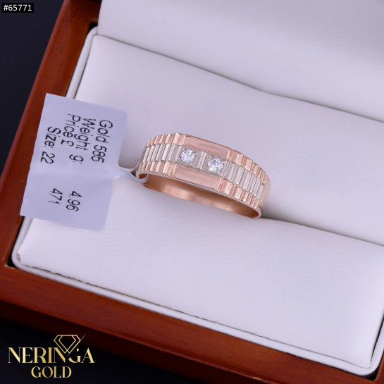 White rose gold men ring #65771
