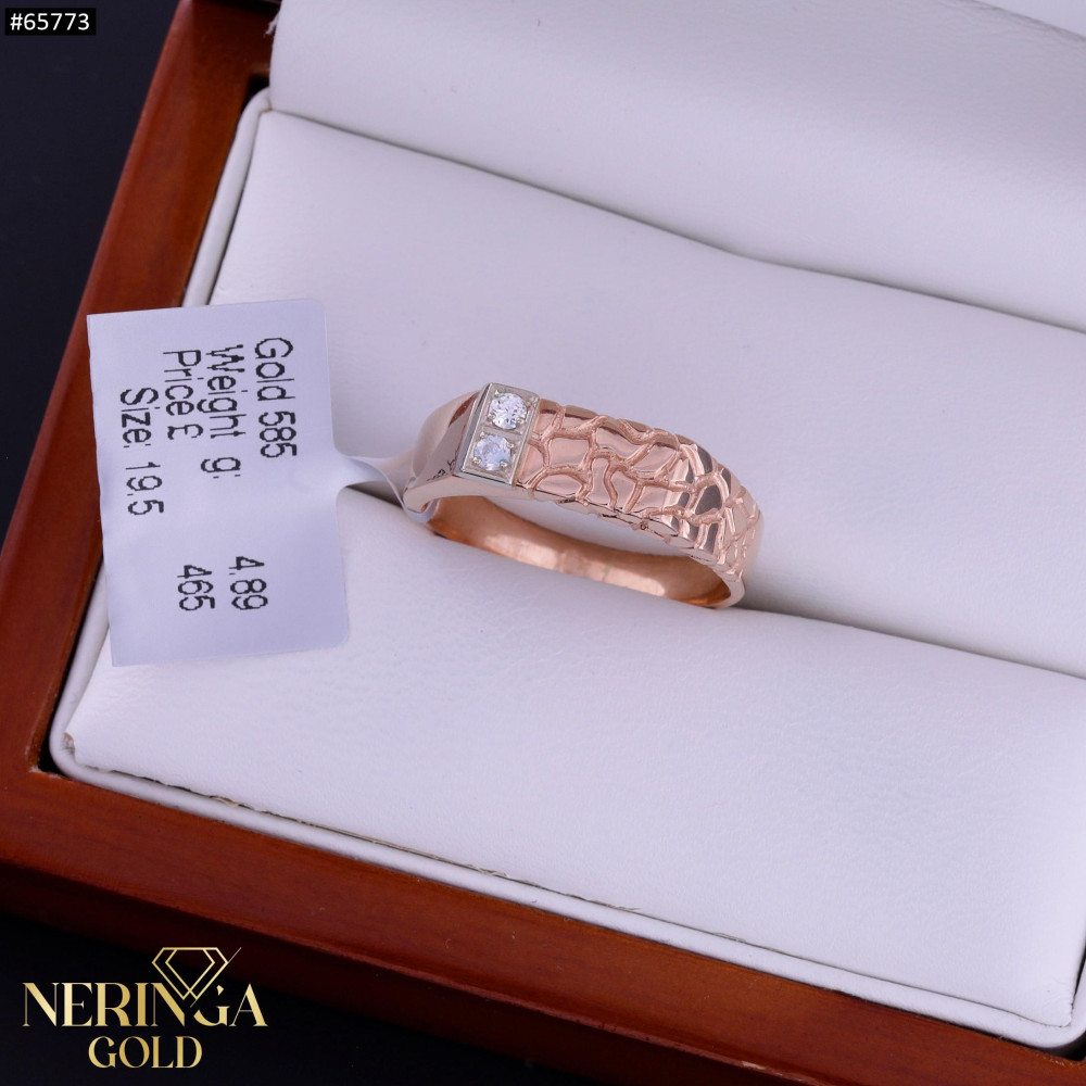 White rose gold men ring #65773