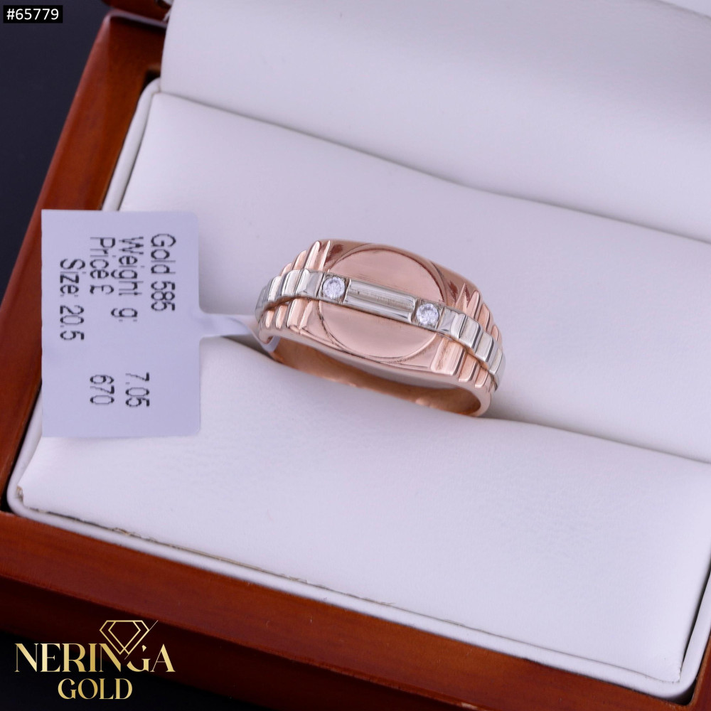 White rose gold men ring #65779