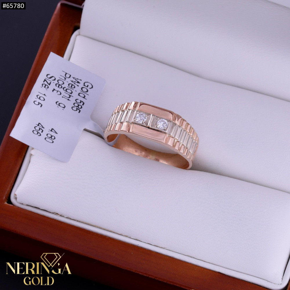 White rose gold men ring #65780