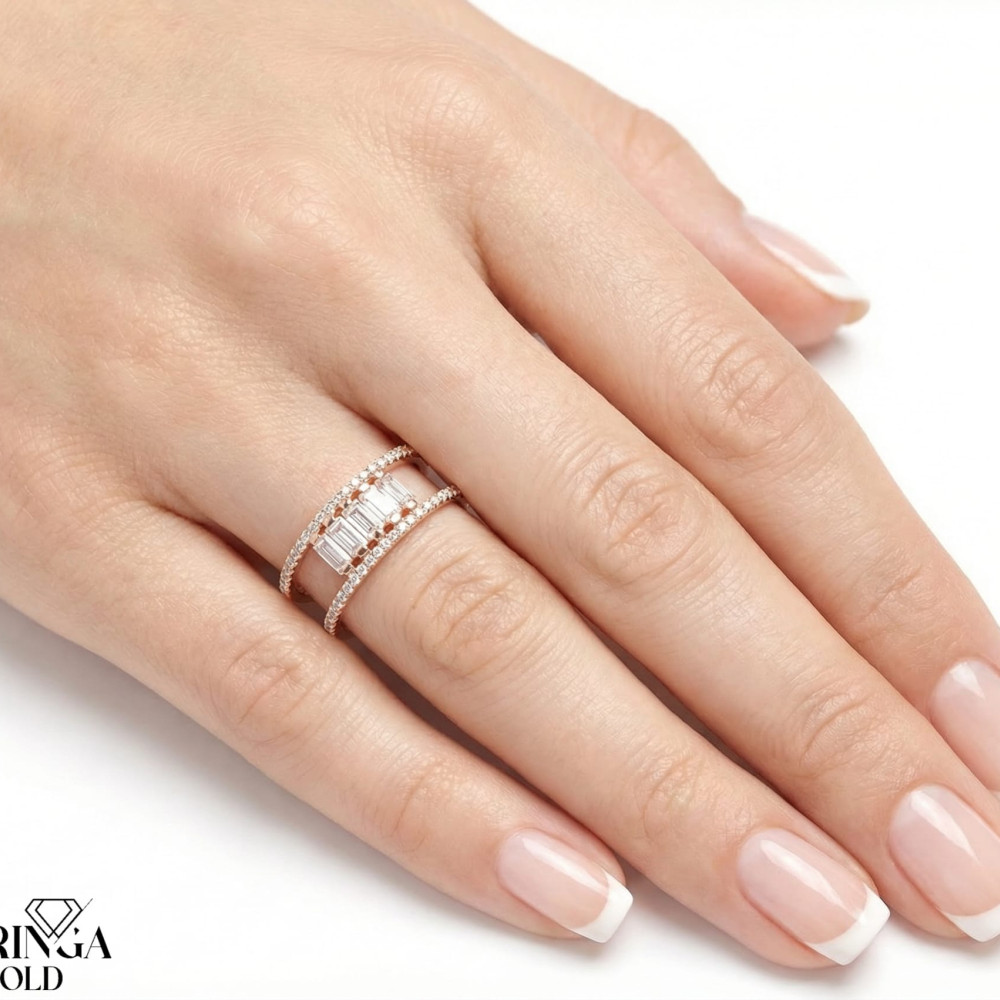 Rose gold women's ring #65379