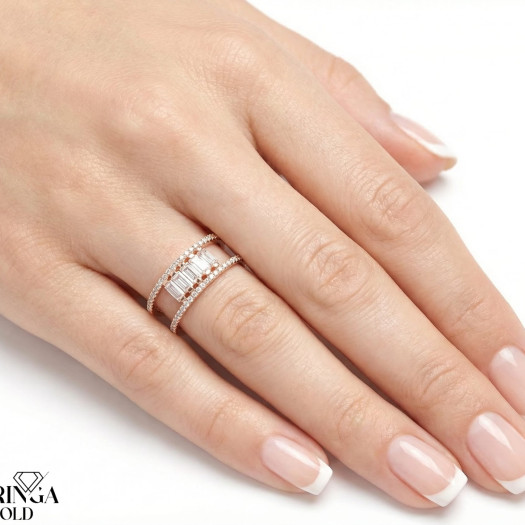 Rose gold women's ring #65379