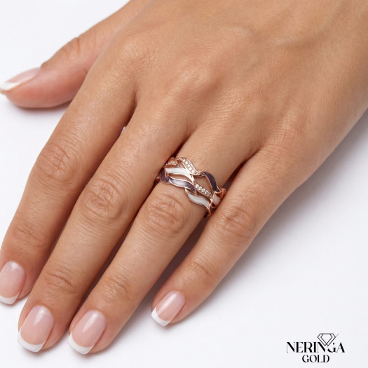 Rose gold women's ring #65618