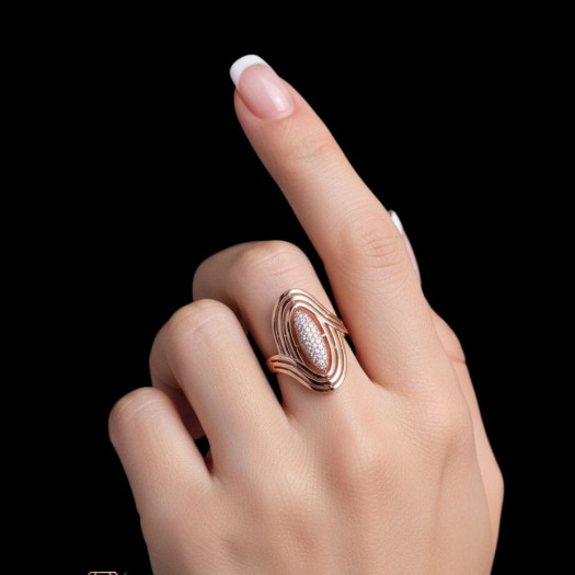 Rose gold women's ring #65406