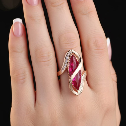 Rose gold women's ring #65414