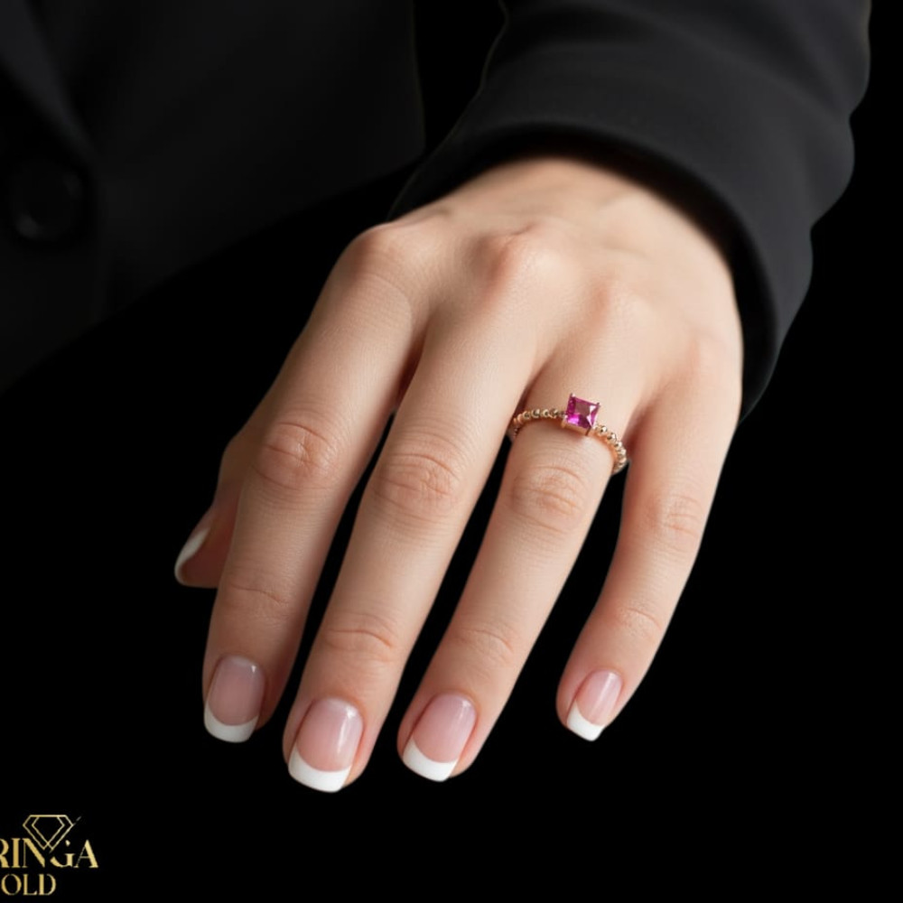 Rose gold women's ring #65295