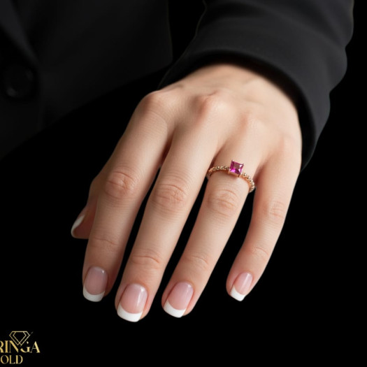 Rose gold women's ring #65295