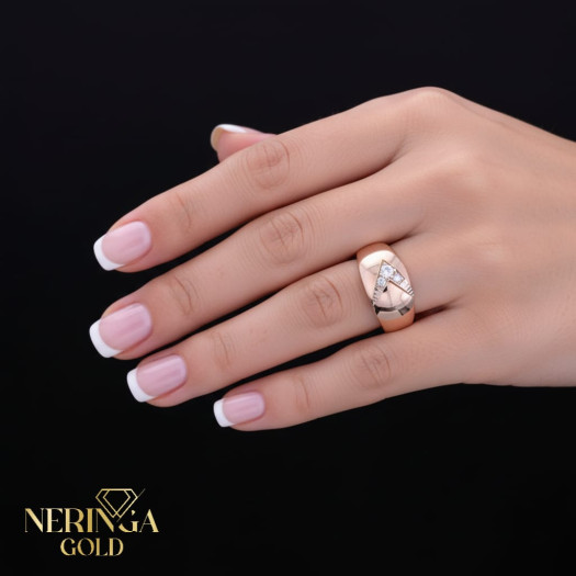 White rose gold women's ring #65709