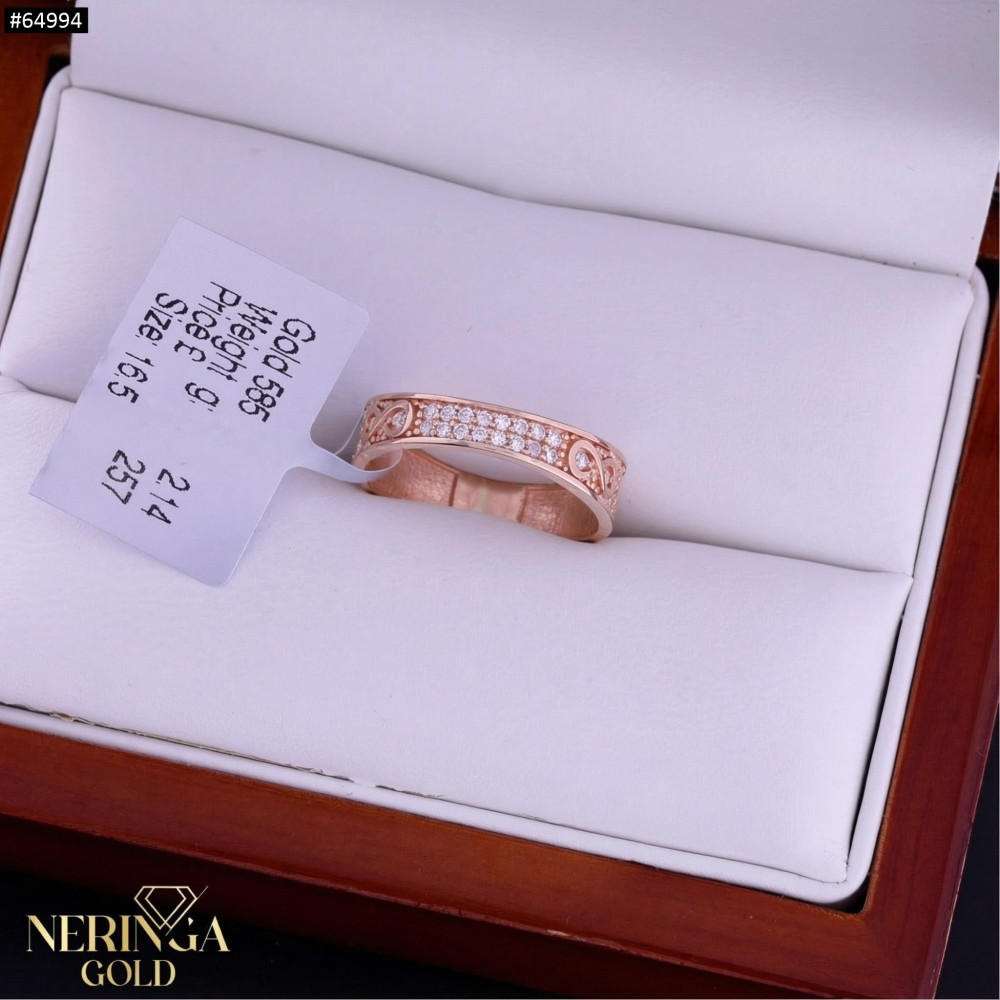 Rose gold women's ring #64994