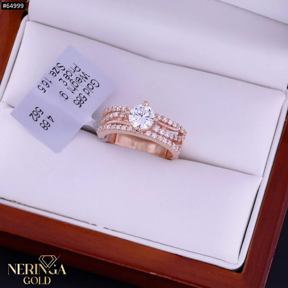 Rose gold women's ring #64999