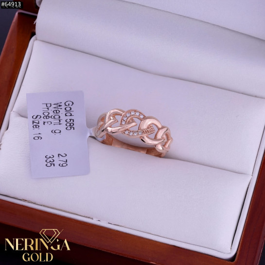 Rose gold women's ring #64913