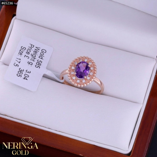 Rose gold women's ring #65236