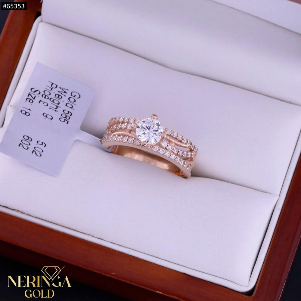 Rose gold women's ring #65353