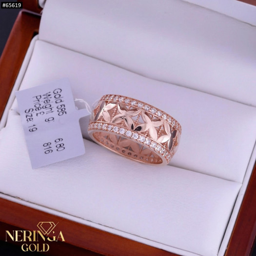 Rose gold women's ring #65619