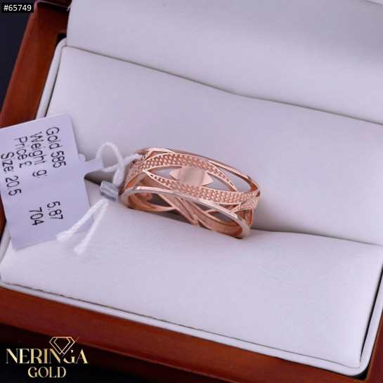 Rose gold women's ring #65749