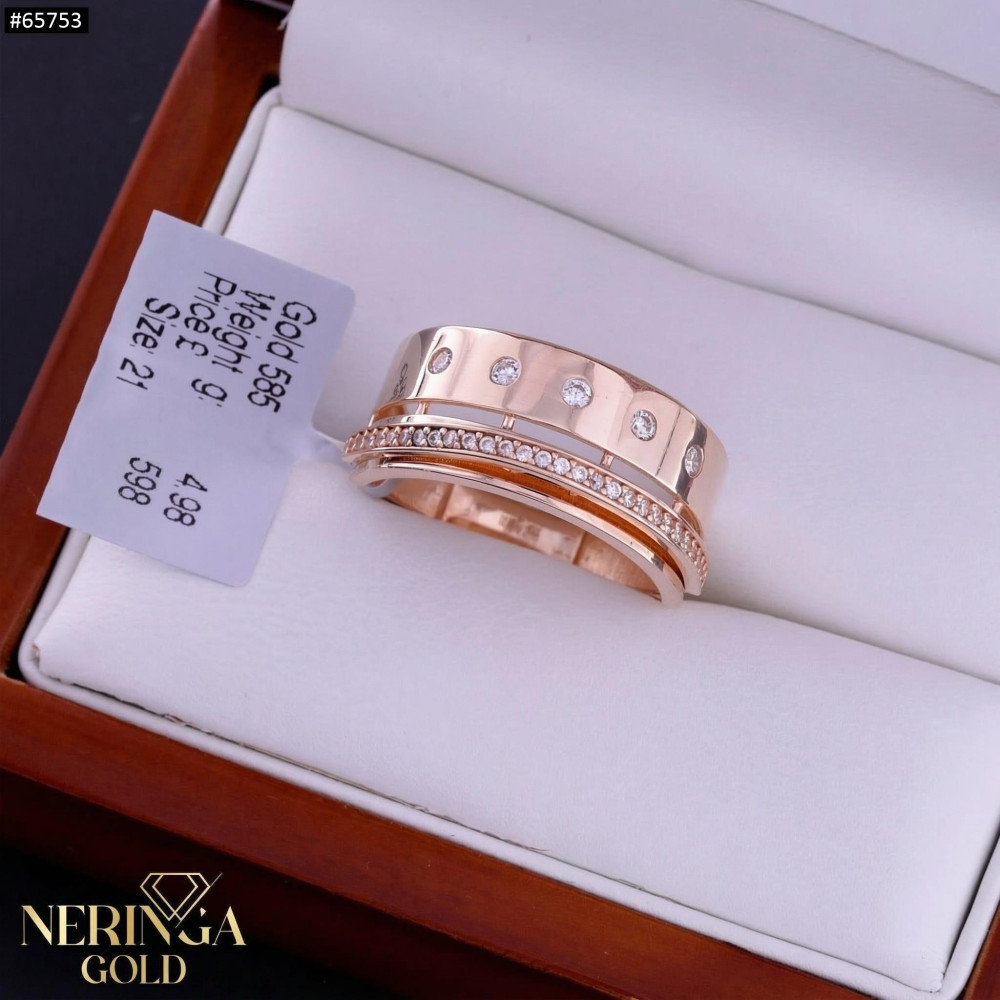 Rose gold women's ring #65753