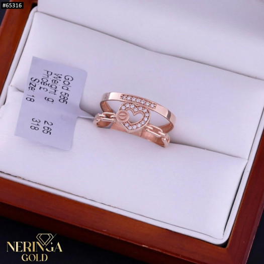 Rose gold women's ring #65316