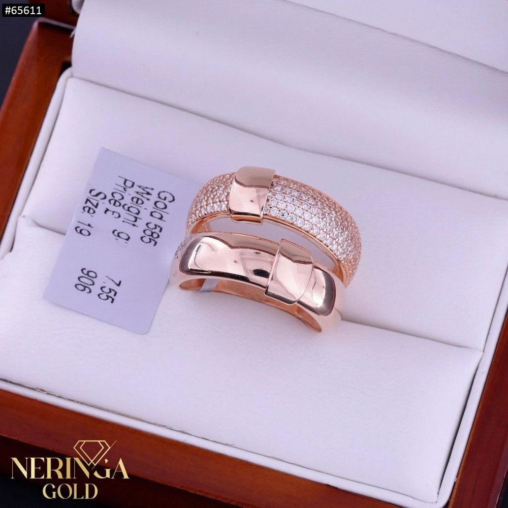 Rose gold women's ring #65611