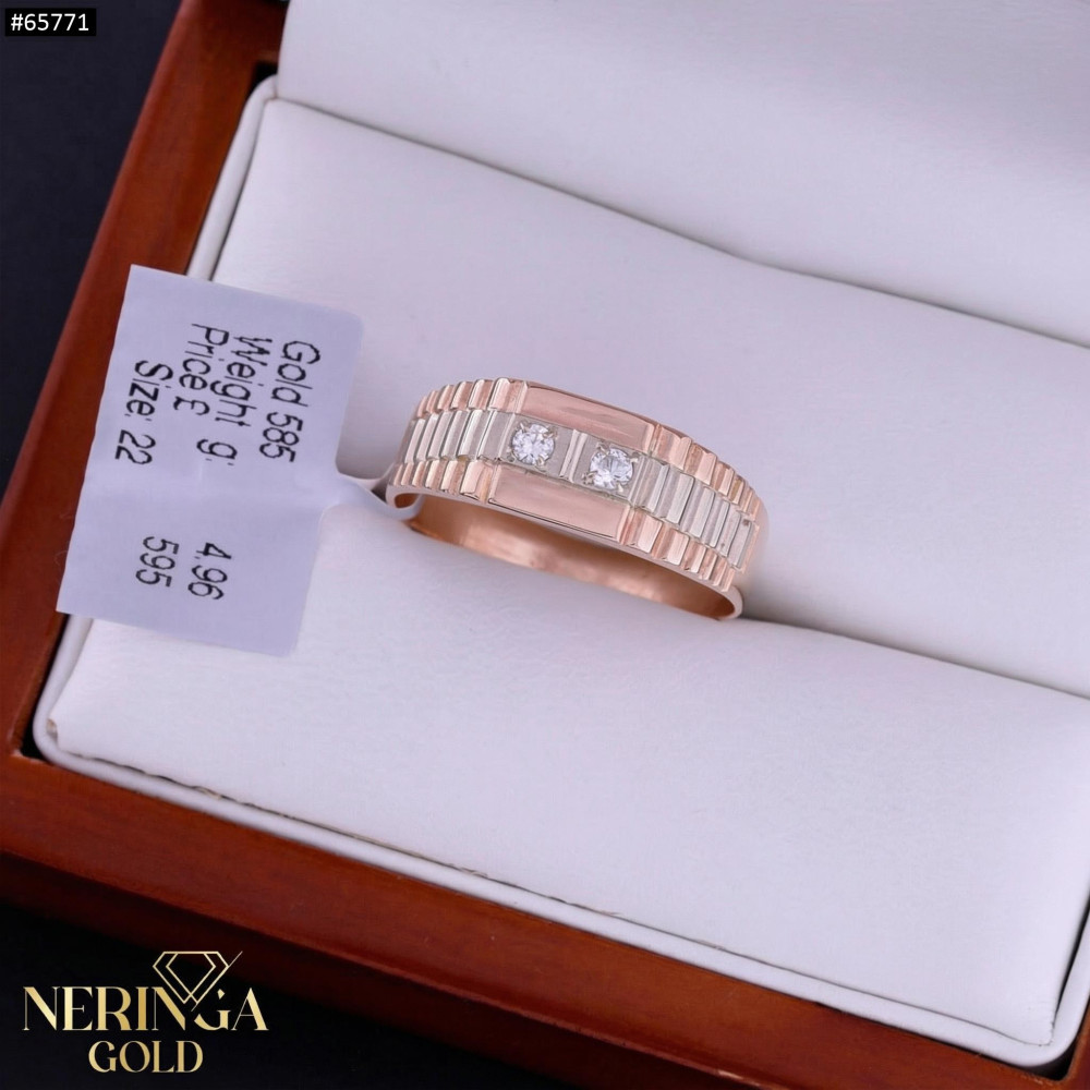 White rose gold men ring #65771