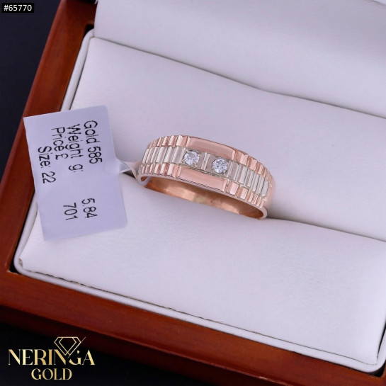 White rose gold men ring #65770