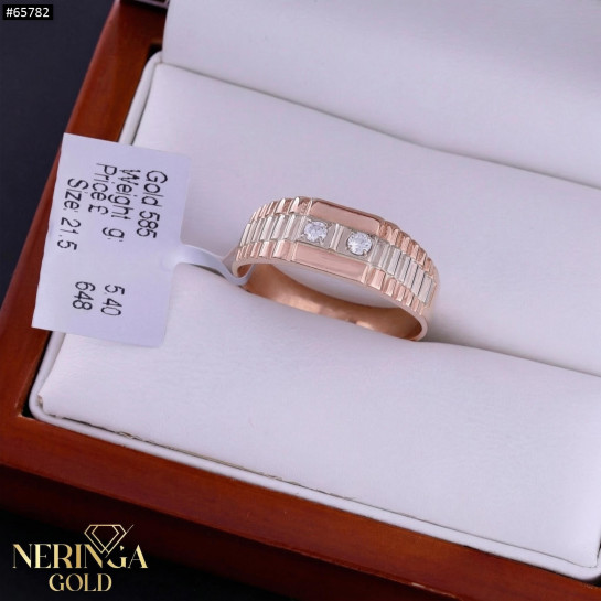 White rose gold men ring #65782