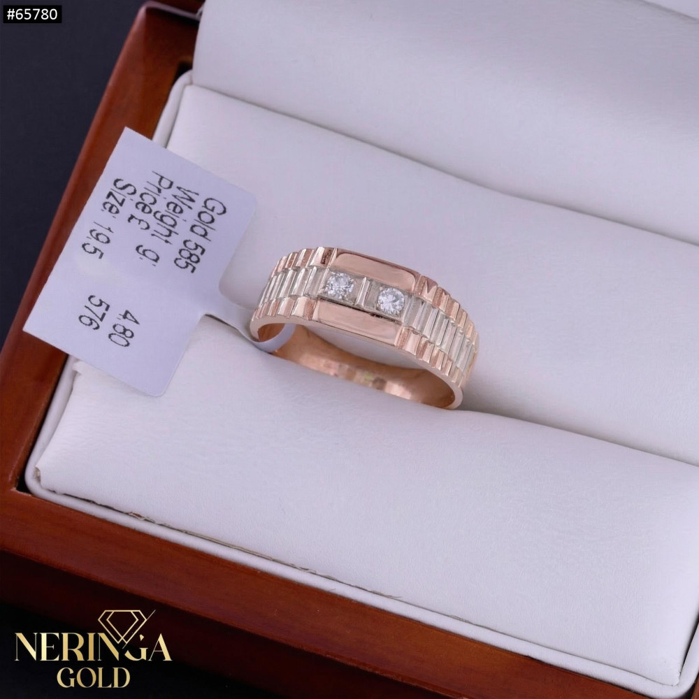 White rose gold men ring #65780