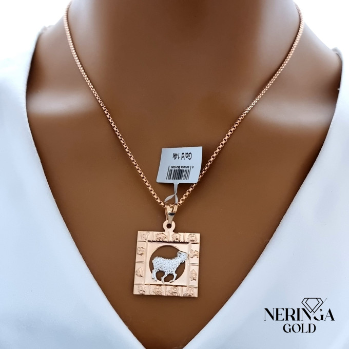 White rose gold zodiac sign pendant #61531